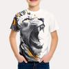 Summer Round Neck 3D Fierce Lion Graphic Printed Top Fashionable Casual Short Sleeved Children's Boy T-shirts
