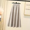 Вязаная юбка для женщин Осень и Зима с высокой талией средней длины А-силуэта плиссированная юбка