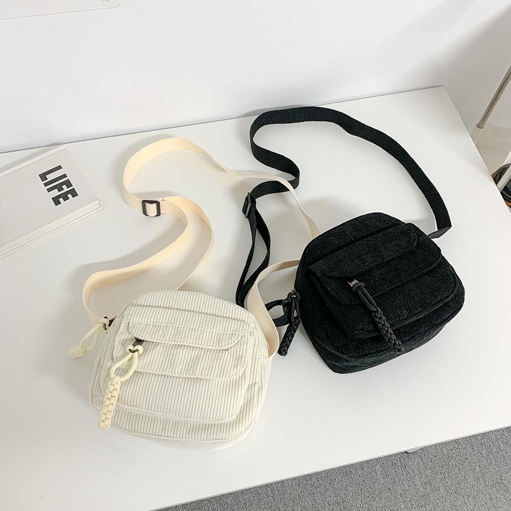 Women Corduroy Crossbody Bag Casual Multi Layer Shoulder Bag Versatile Messenger Bag Satchel Hobo Bag Travel Holiday Purse