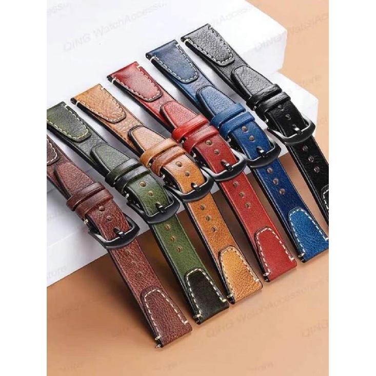 18мм 20мм 22мм Универсальный Ретро Премиум Натуральная Кожа Мягкий Ремешок Быстросъемная Пряжка-штифт Запасной Ремешок для Часов Бизнес Черный Коричневый Синий Зеленый