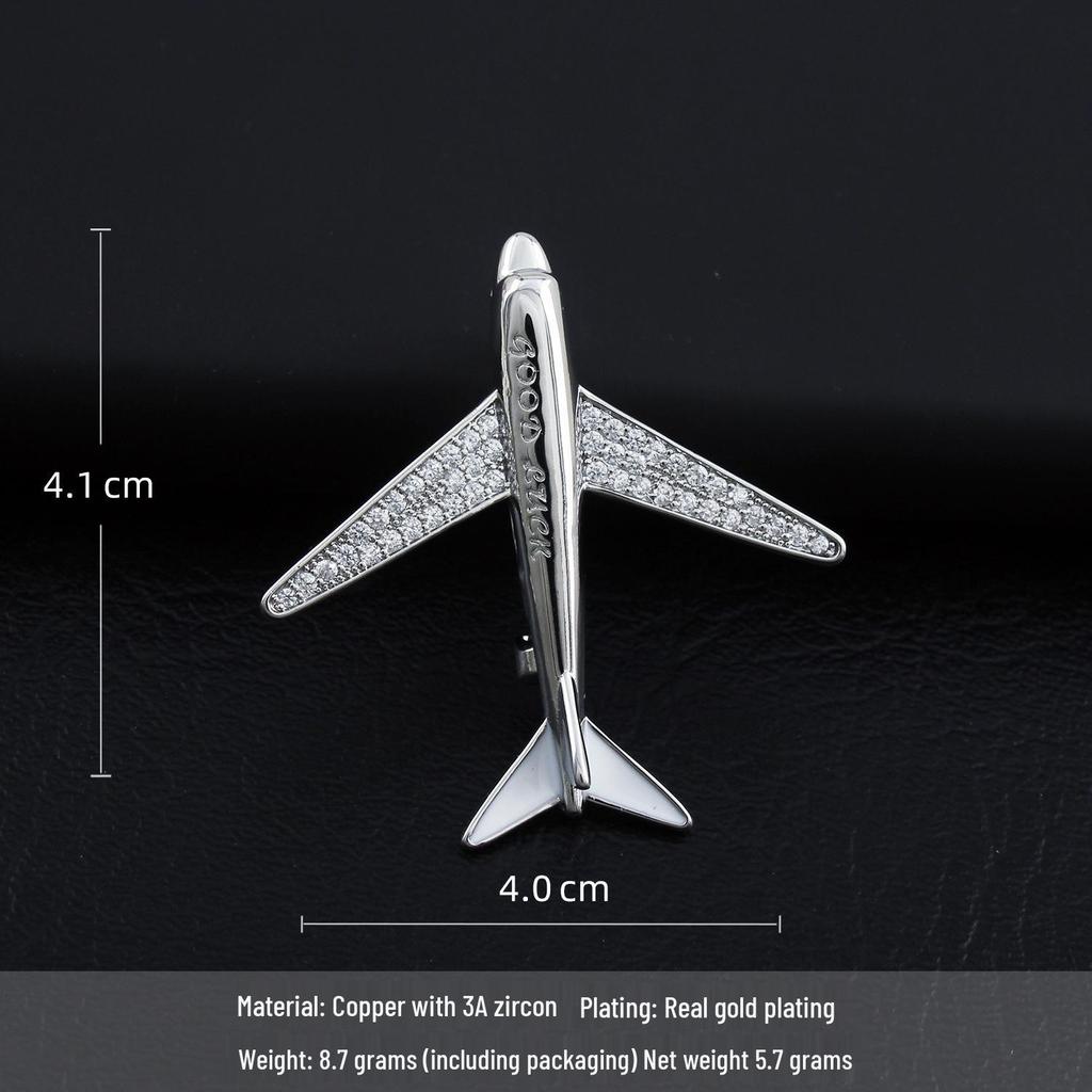 Unisex Luxury Zirconia Airplane Brooch Lapel Pin