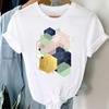 Women Print Tee Top Summer Watercolor Lovely Style Cute Sweet Fashion Tshirt Short Sleeve Lady Female Clothing Casual Graphic T-shirt