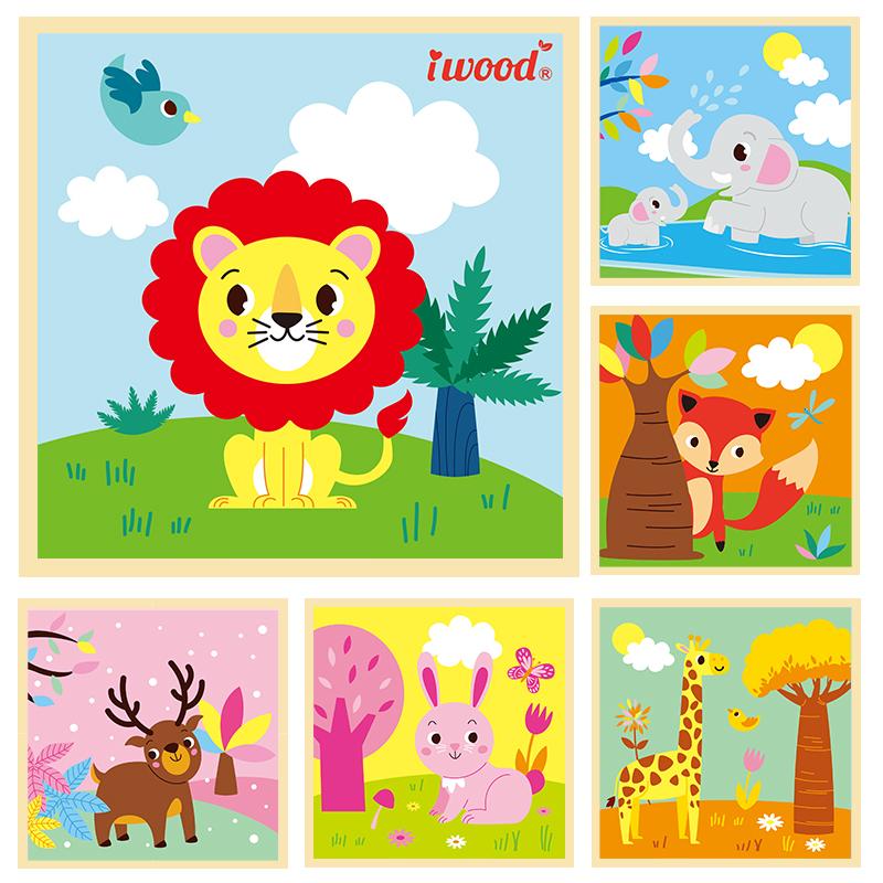 Детский пазл для возраста 1-3 года: Развивающая деревянная игрушка для раннего обучения с 9 деталями и шестисторонними картинками