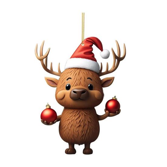 Мультяшный олень рождественский кулон подвесное украшение с шнурком легко повесить очаровательное рождество