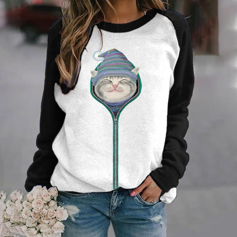 Autumn Women Thin Pullovers Winter Casual Tops Vintage 3D Printed Sweatshirt Ladies Street Long Sleeve Sports Hoodie