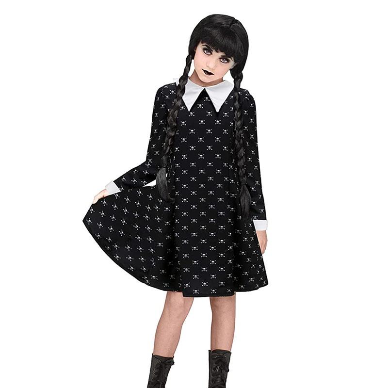 Wednesday Addams School Uniform Dress Polyester Cosplay Costume For Girls