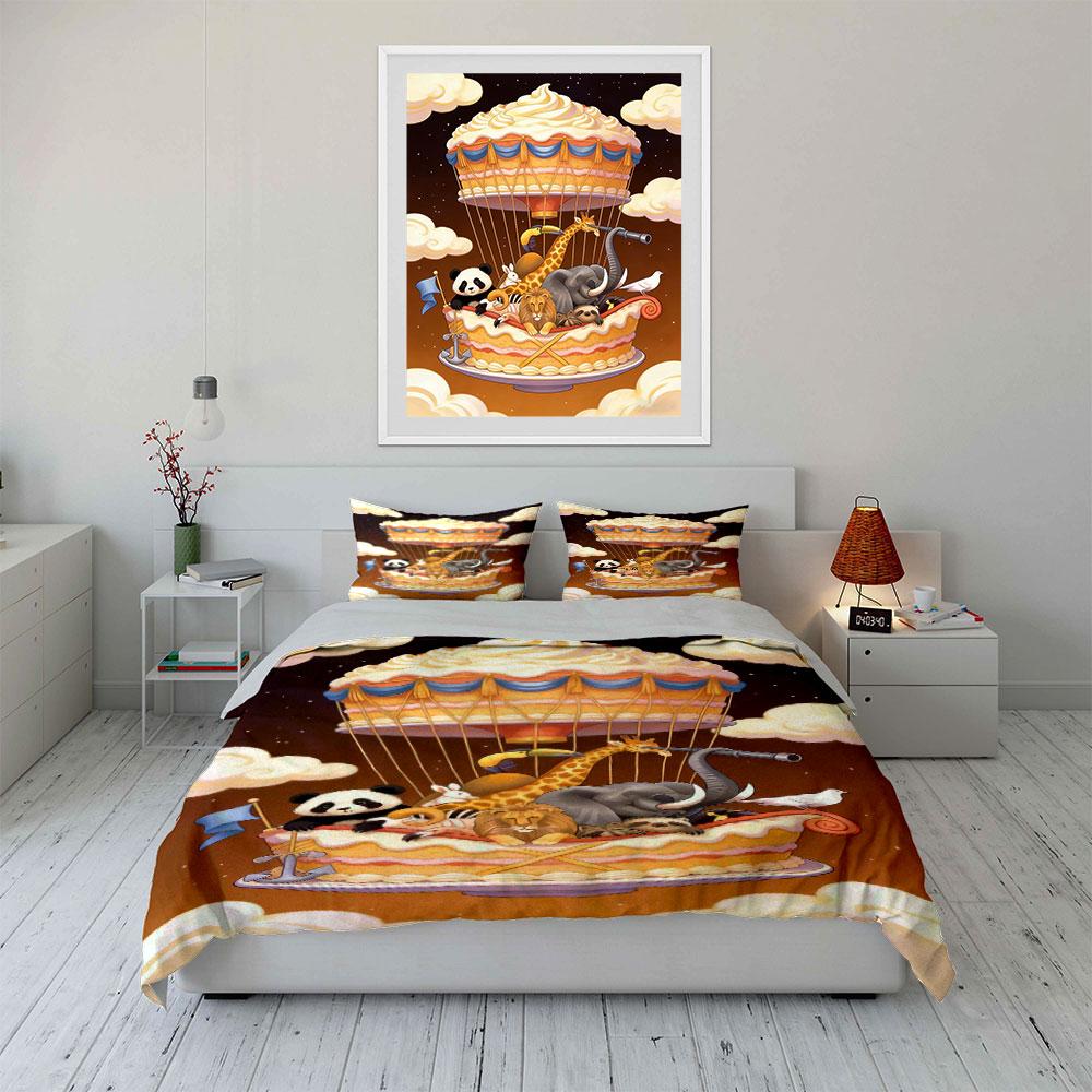 Animal-themed hot air balloon Bedding sets Duvet cover sets Duvet covers Pillowcases(1 * Duvet Cover 2 * Pillowcases without duvet insert)
