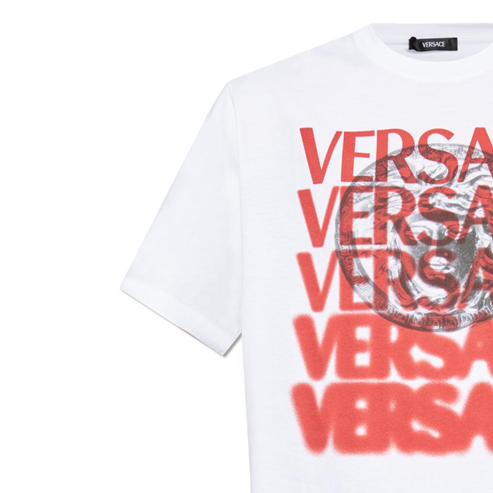 VERSACE Logo Printed Crewneck T Shirt 1013302-1A12439-2W580