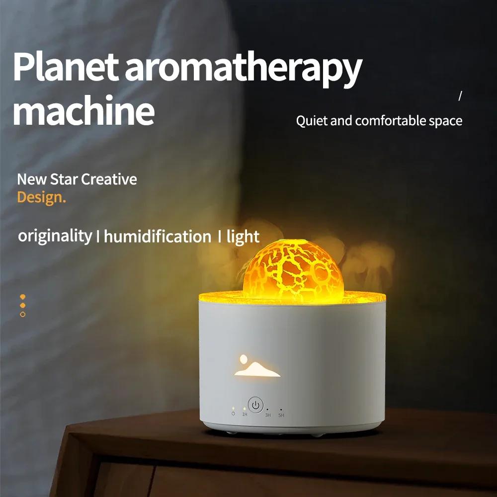 Fire Aroma Volcano Diffuser Essential Oils for Home Colorful Light Jellyfish Ring Flame Diffuser Air Humidifier Planet Fireball