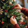 50 Pcs Christmas Artificial Picks Fake Greenery Pine Branches Faux Red Berry Stems for DIY Christmas Garland Wreath Flower Arrangement Decoration