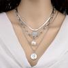 Fashion Vintage Layered Pearl Choker Pendant Necklace Women Gold Silver Color Chain Butterfly Baroque Pearl Necklace Jewelry