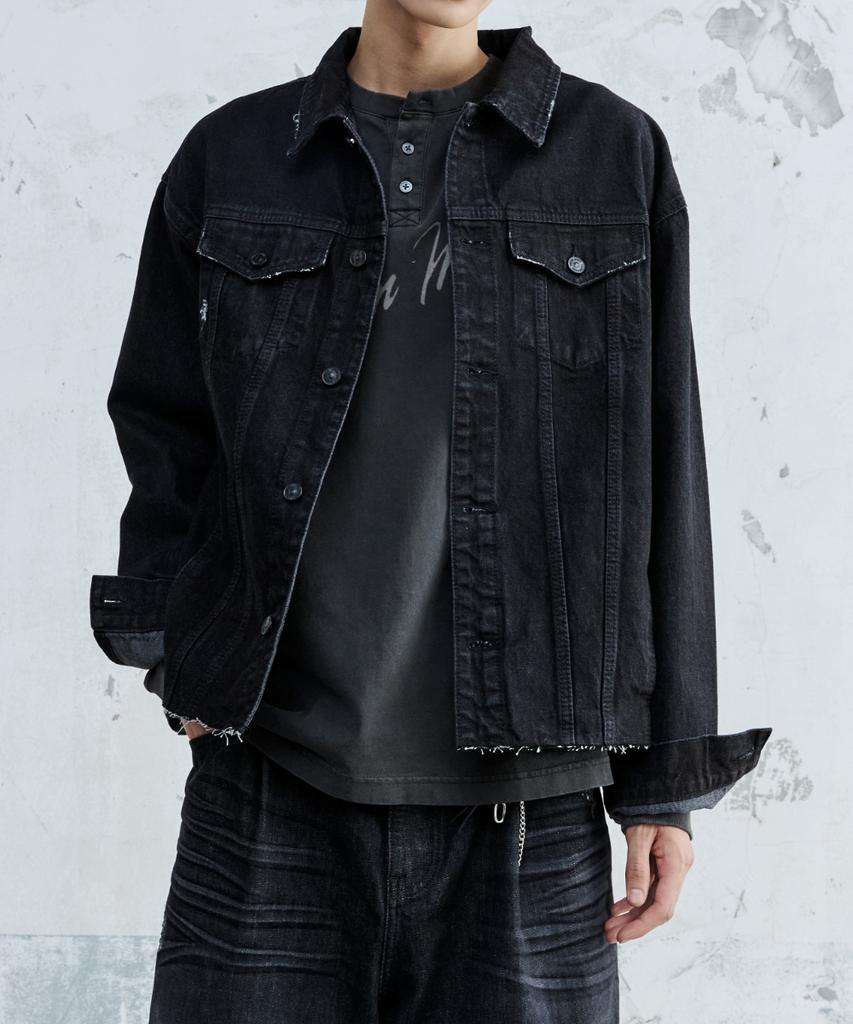 Джинсовая куртка-тракер Maison Mined с вырезами Черная