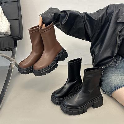 Женские ботинки Мартин 2025 новые осенне-зимние бархатные на толстой подошве короткие тонкие ботинки британский стиль чувство продвинутости взрывные ботинки тренд