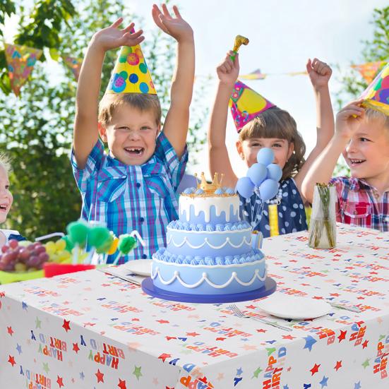 Прямоугольная скатерть с днем ​​рождения, одноразовая скатерть с принтом звезды, детский день рождения, детский душ, свадьба, домашний декор, 137x274 см