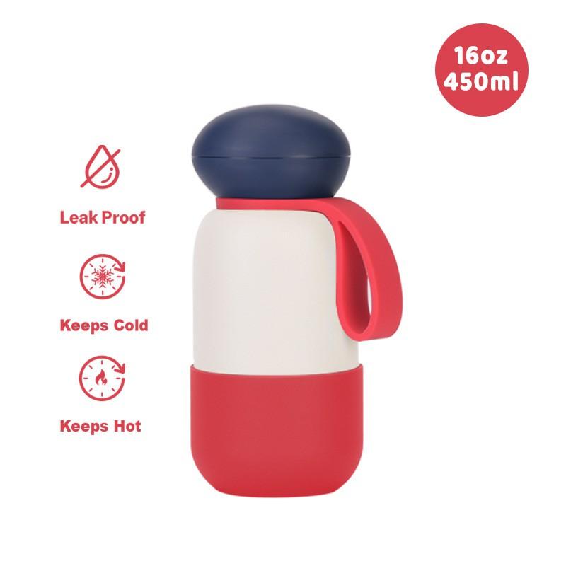 450ml Stainless Steel Vacuum Insulated Travel Water Bottle With Handle Loop Outdoor Sports Office Camping