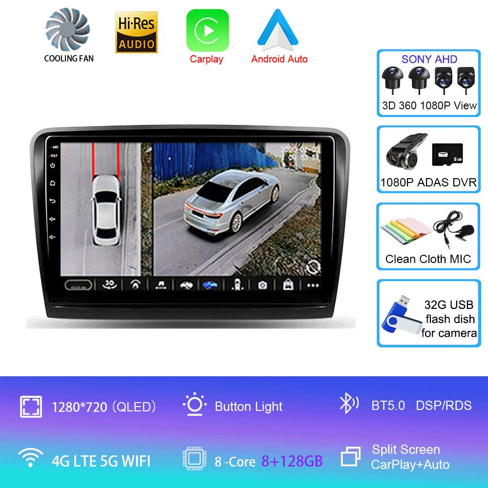 For Skoda Superb 2 B6 2008 2009 2010 2011 - 2015 Car Radio Android 14 Navigation Multimedia Player GPS WiFi+4G Video Carplay BT
