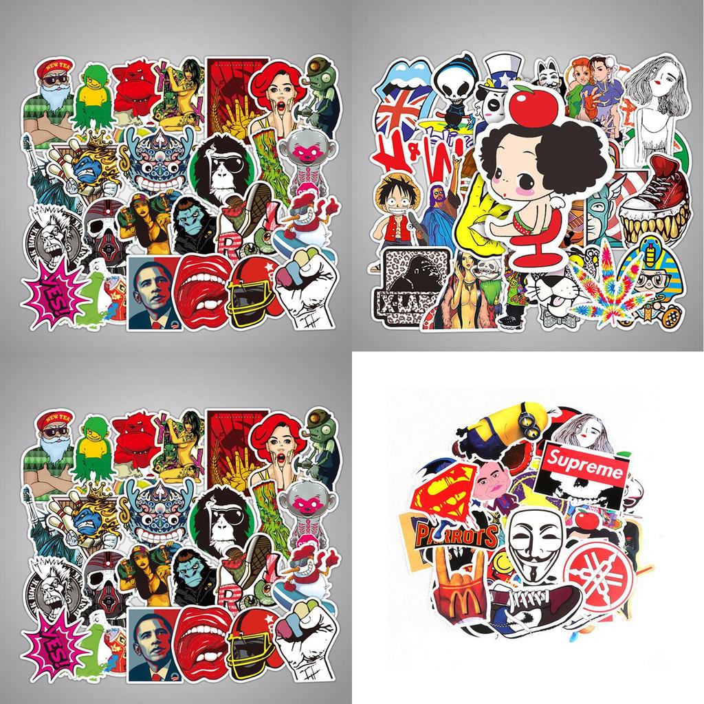 Vibrant 50pcs Vinyl Stickers For Skateboard Guitar Travel Case With Cool Designs