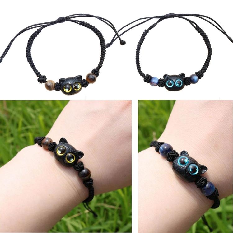 Cats Bead Wristband Carved Cats Bracelet Braided Rope Cats Hand Chain Bracelets