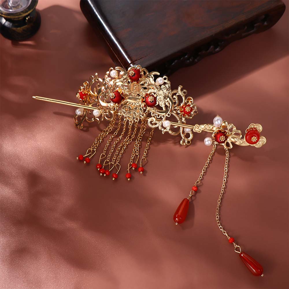 Hair Clip Beaded Bridal Chinese Hair Fork Women Hair Sticks Wedding Headdress Korean Hanfu Hairpins