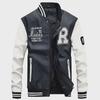 Men's Casual PU Leather Baseball Jacket, Stand Collar, Spring/Autumn 2019 Trendy Style, 7701
