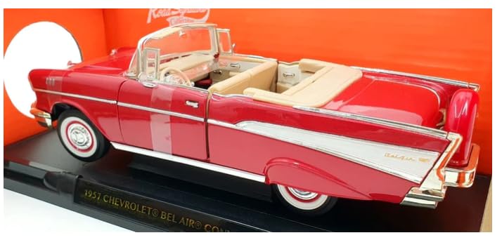 LuckyDieCast 1/18 Scale American Bel Air Convertible Diecast Car, 1957 (Red/White) [Parallel Import]