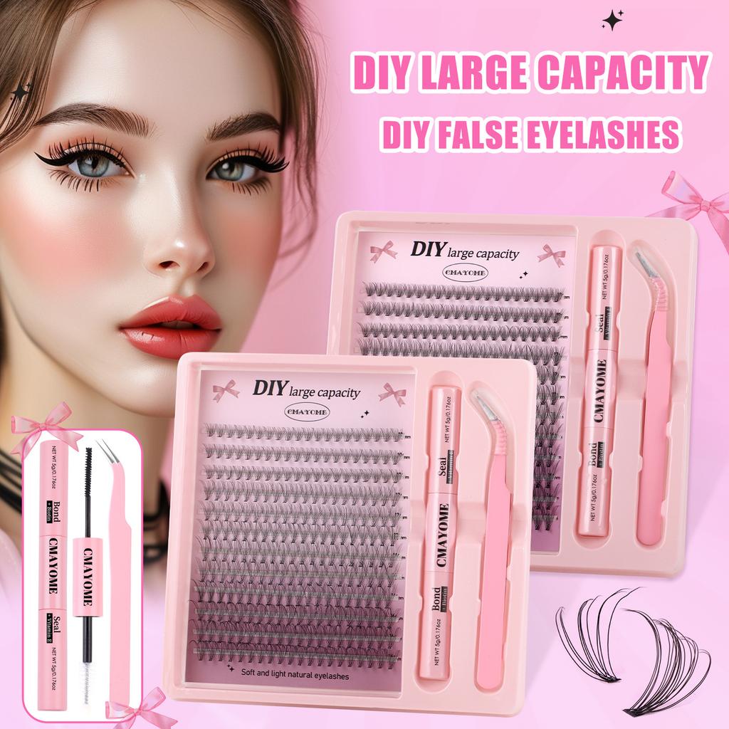 Segmented 10D-100D False Eyelashes DIY Kit, D Curl, Cluster Lashes, Natural & Voluminous