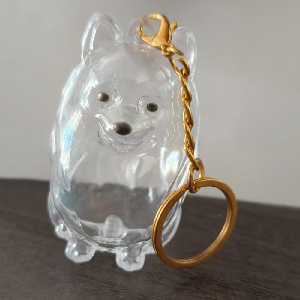Transparent Pet Hair Keychain Dog Shape Puppy Pendants Cartoon Dog Hair Storage Box  Jewelry Gift
