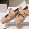Spring/autumn Solid Flats Square Toe Flat with Ladies Shoes On Sale 2024 New Ballet Flats Buckle Strap Shallow Novelty Flats