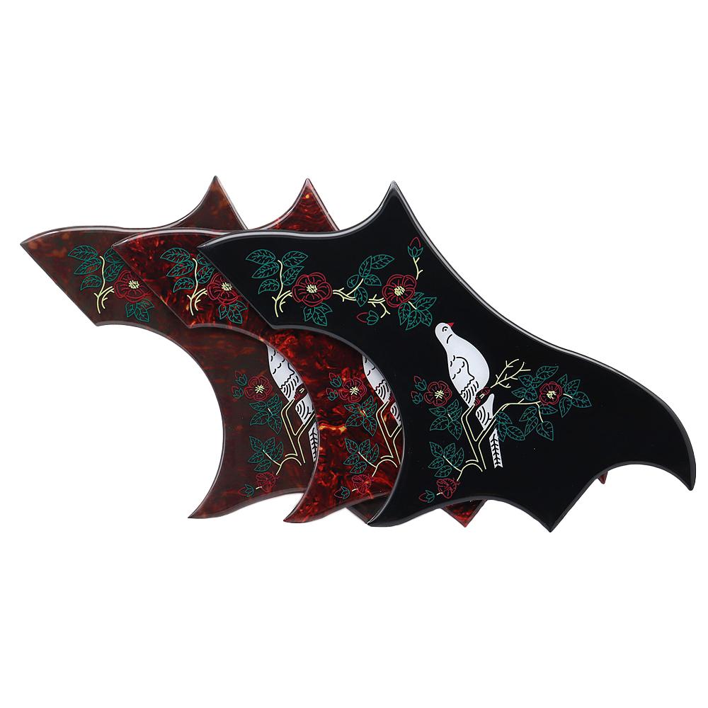 1R Pigeon Flower Crystal Epoxy Resin Guitar Pickguard Elastic Soft Rubber Anti-Scratch Plate For Folk Acoustic Guitar