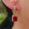 1 пара роскошных красных/зеленых квадратных висячих сережек с имитацией цветных драгоценных камней для женщин, ювелирные изделия из кубического циркония, аксессуары для свадебной вечеринки