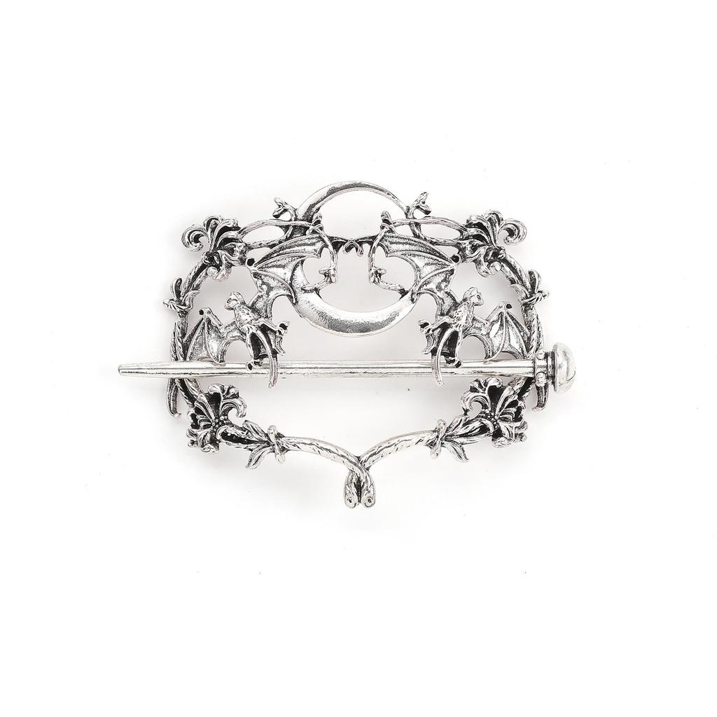 Ретро заколка для волос «Лунный цветок и летучая мышь-вампир» - Аксессуар для вечеринки в викингском норвежском стиле