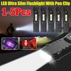 1-5PCS LED Ultra-thin Flashlight With Digital Display COB Work Light IPX44 Waterproof Pocket Flashlight Outdoor Emergency Light