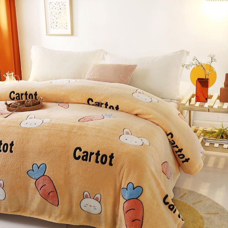 Double-sided Plus Fleece Blanket Sheets To Keep The Bed Warm In Winter Fluffy Coral Fleece Blanket Sofa Blanket Summer Air Conditioning Quilt