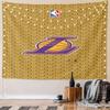 Lakers Logo on Geometric Gold Pattern Pattern Wall Hanging Tapestry Decorative Tapestry Home Decor for Bedroom and Living Room