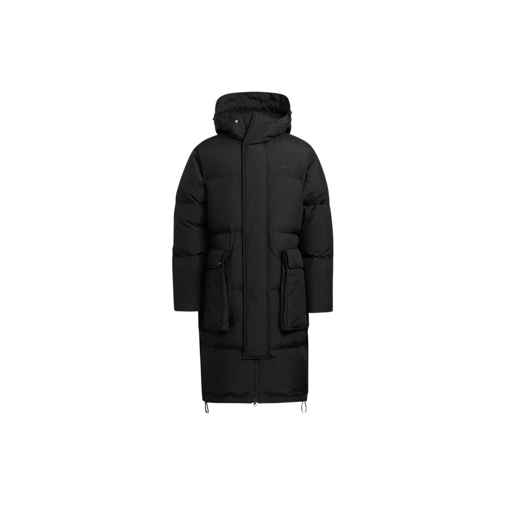 Adidas Originals Trefoil Long Down Jacket With Zip Hood Men Outerwear Black HS7291