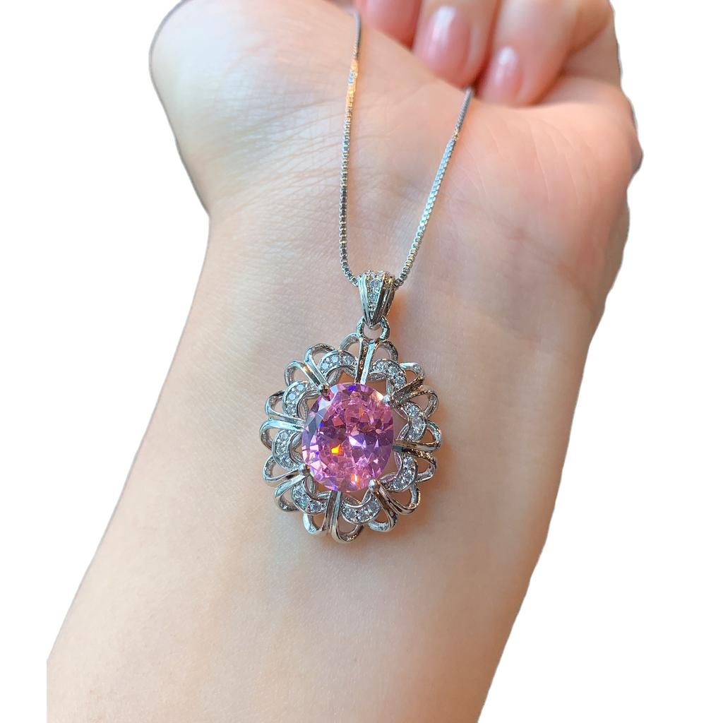 Ювелирные изделия из трех частей, модное кольцо с драгоценными камнями, розовые циркониевые серебряные серьги-иглы, новое розовое ожерелье Барби