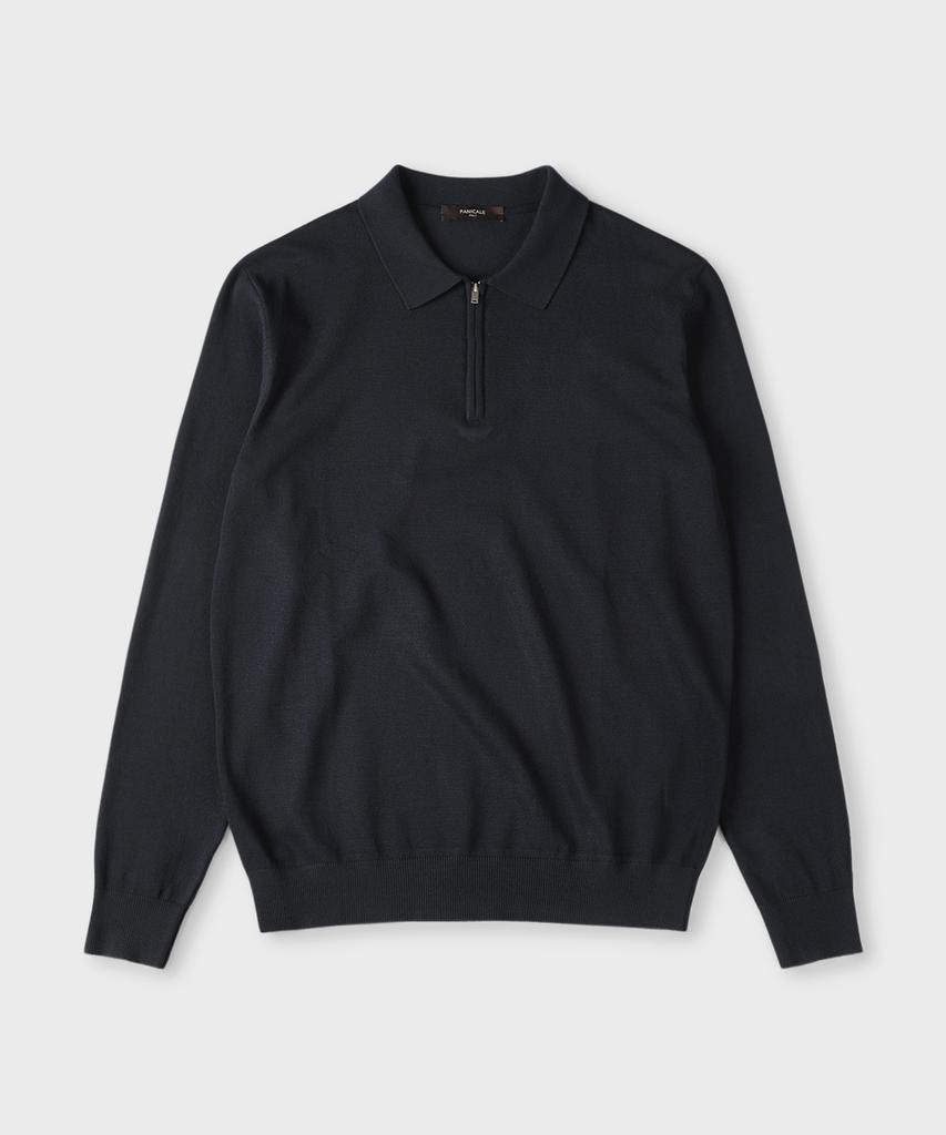PANICALE Navy Half-Zip Polo Knit