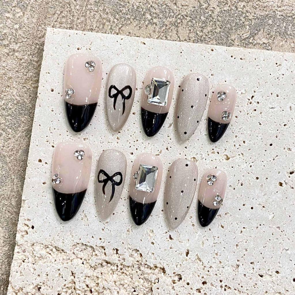 French Cat Eyes Press On Nails Removable Design Chic Style for Party Wedding