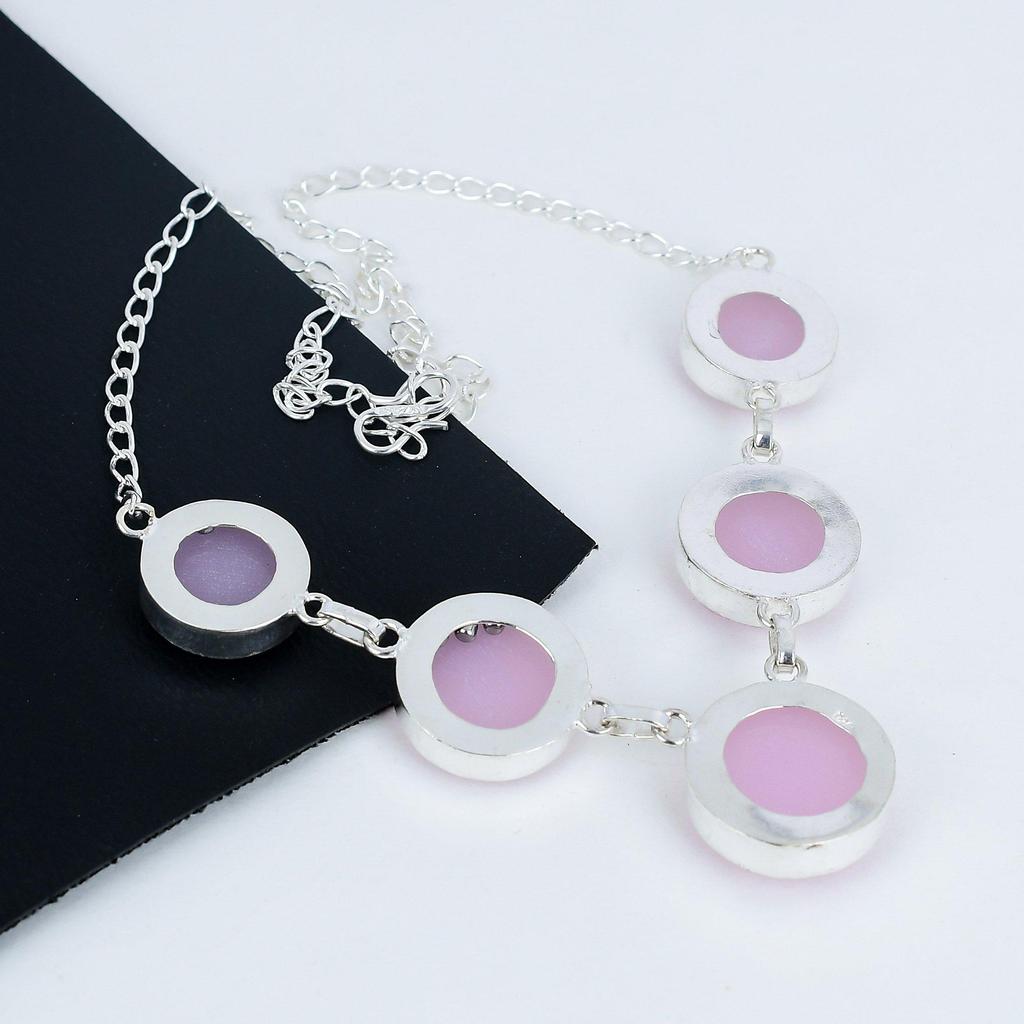 Pink Chalcedony Gemstone Handmade 925 Sterling Silver Necklace, Pink Chalcedony Silver Necklace For Wife, Unisex Necklace Thanksgiving Gift