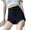 Женские черные летние шорты А-силуэта с высокой посадкой - Маленький размер, Приталенный крой, Суперкороткие