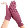 1 Pair Women Winter Warm Gloves, Solid Color, Wear Resistant, Windproof, Thickened, Fleece Lined, Touchscreen Gloves