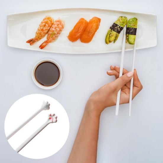 1/5 пар палочек для еды в виде кошачьих когтей, набор милых розовых отпечатков лап, нескользящие палочки для суши и лапши, многоразовые столовые приборы с рисунком кошки для любителей кошек