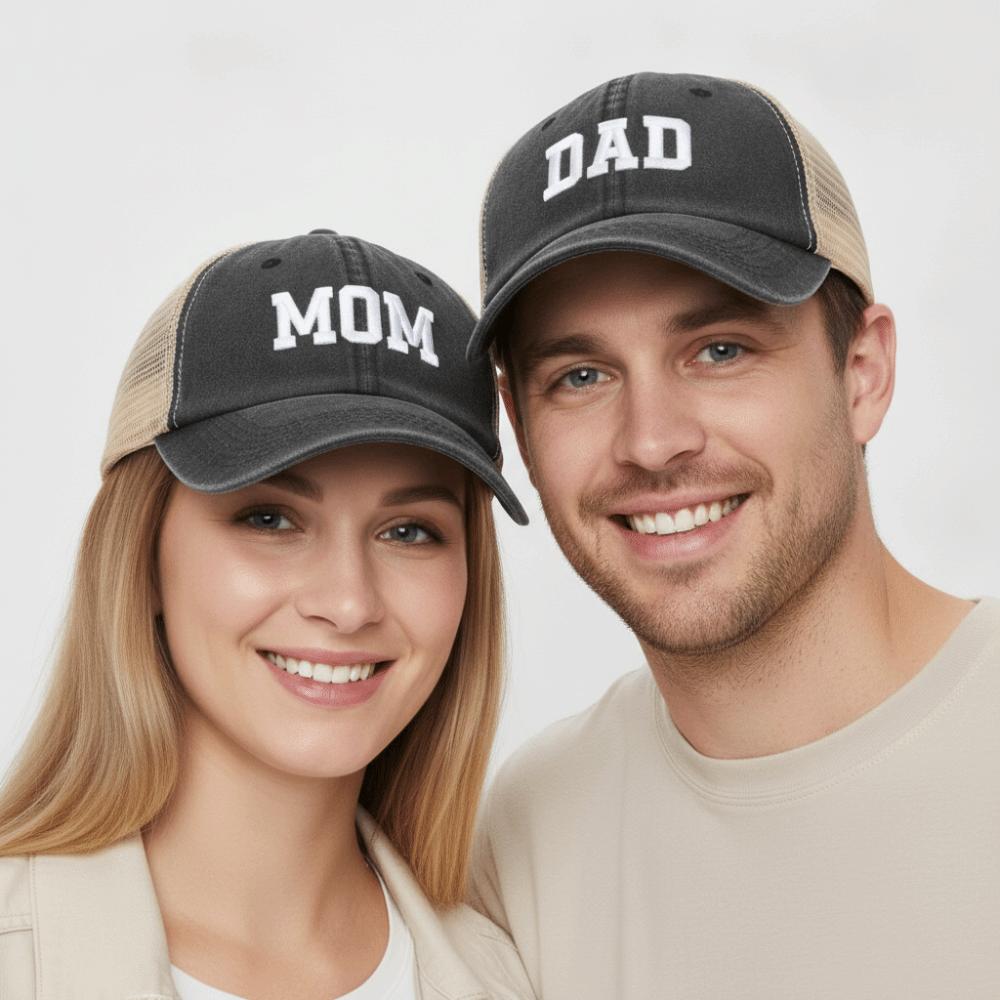 Visors DAD MOM Baseball Hats Mesh Net Sunscreen Hats Washed Distressed Faded Cap for Man Women