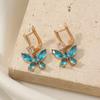 1 Pair Fashion Lake Blue Butterfly Dangle Earrings for Women Cubic Zirconia Jewelry Daily Party Accessories