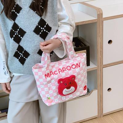 Мультяшная детская плюшевая сумочка - Шикарная, повседневная, милая сумка-тоут, браслет на запястье для девочек