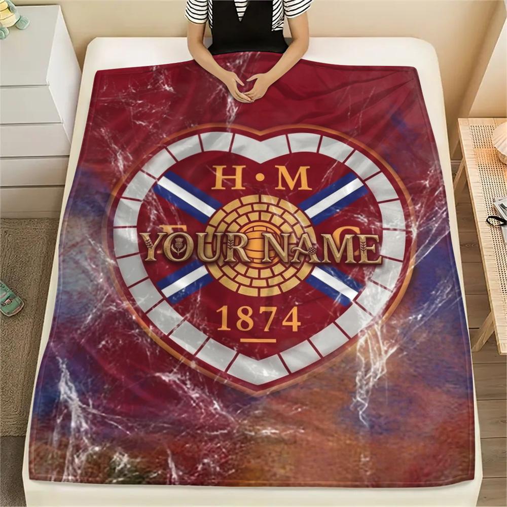 1PC Heart Football Custom Name Patterned Flannel Blanket Suitable For All Seasons For Home Decor Warmth And Comfort Gifts Holiday Present