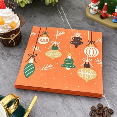 20 шт./упак. 33*33 см 2-слойные одноразовые салфетки для вечеринок с рождественским узором