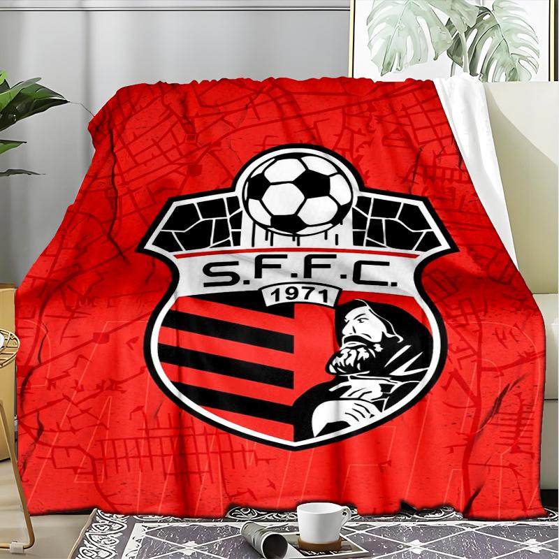 1PC Soccer Team Crest Design Printed Soft Flannel Blanket Throw for Adult Bedroom Living Room Sofa Camping Travel Fan gifts Christmas Gifts