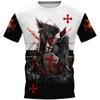 Fashion 3D Crusader Knights Printing T Shirt For Men Europe and America Harajuku Vintage Clothes Casual O-Neck Short Sleeve Tops