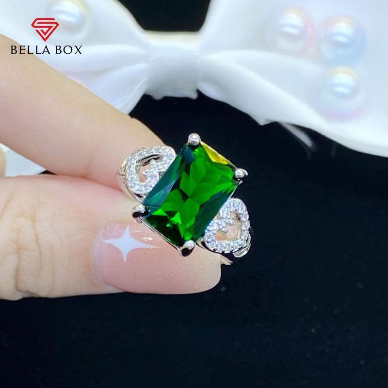 BELLA BOX Luxury Square Green Shape Zircon Rings For Women Classic Wedding Ceremony Ring Dazzling Accessories Jewelry Patry